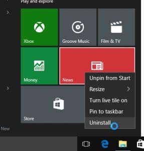 Right Click To Uninstall App