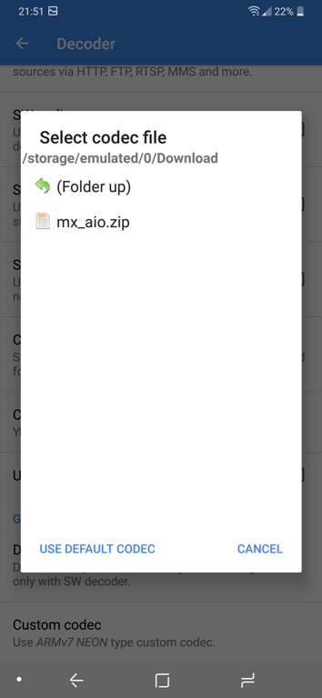 Install MX Player Custom Codec libffmpeg