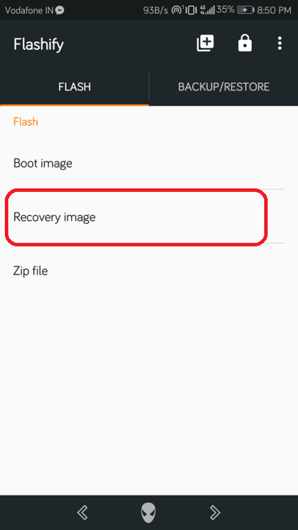Install Recovery via Flashify