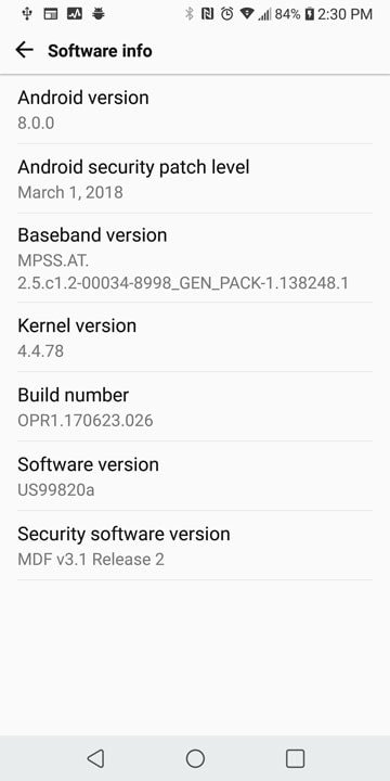 LG V30 Android Oreo Update