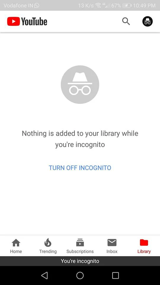 Enable Incognito Mode on YouTube