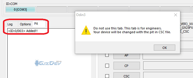 Samsung Odin3 PIT tab