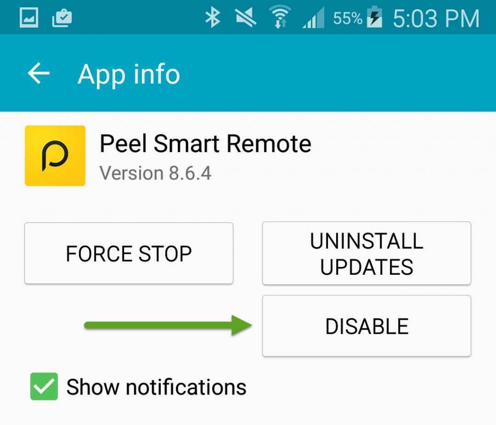 Disable Peel Remote App
