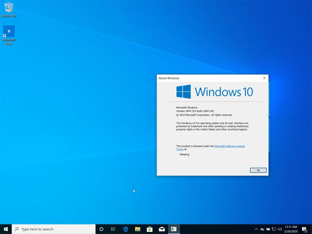 Windows 10 2004 Build