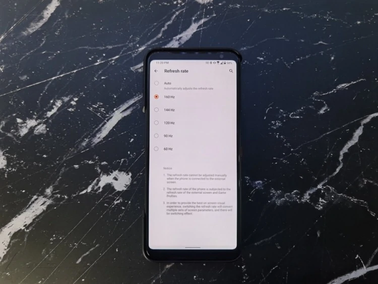 Enable 160Hz Refresh Rate Mode on ASUS ROG Phone 3