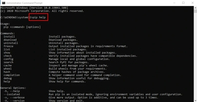 PIP install verify