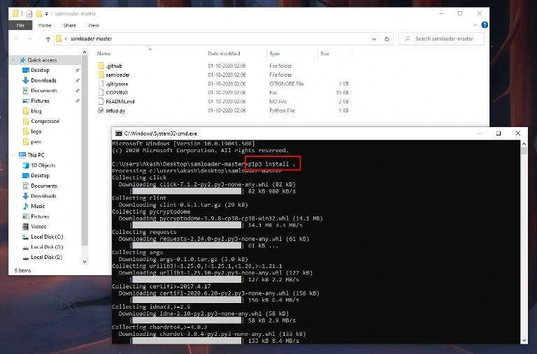 Samloader using PIP