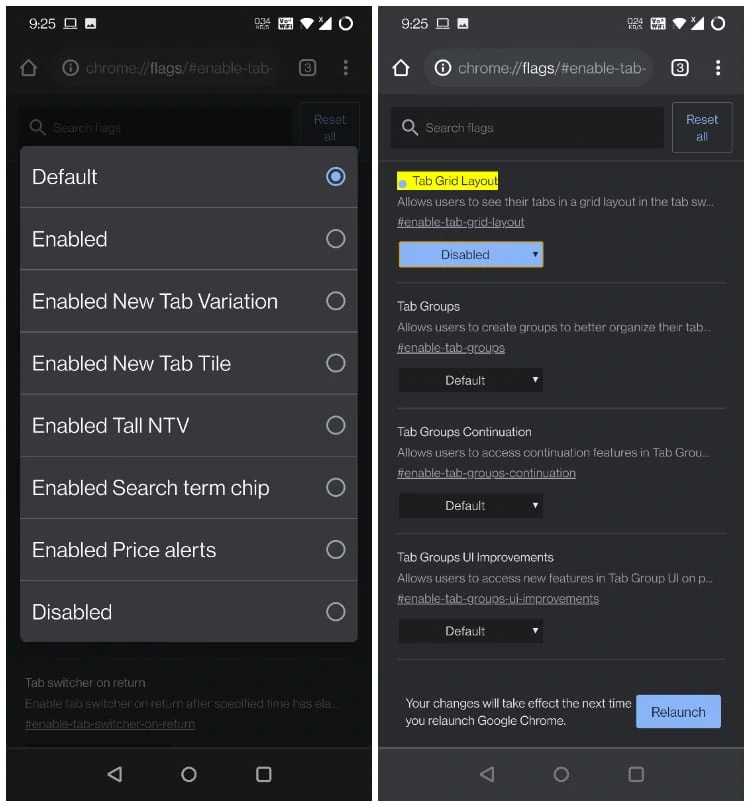 Disable Grid View Tabs on Google Chrome