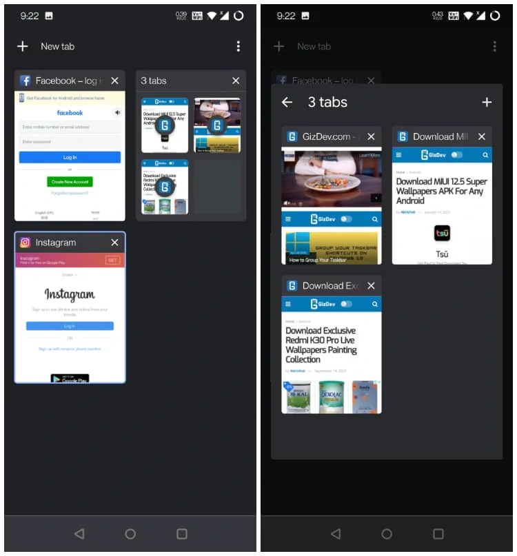 Grid View Tabs on Google Chrome