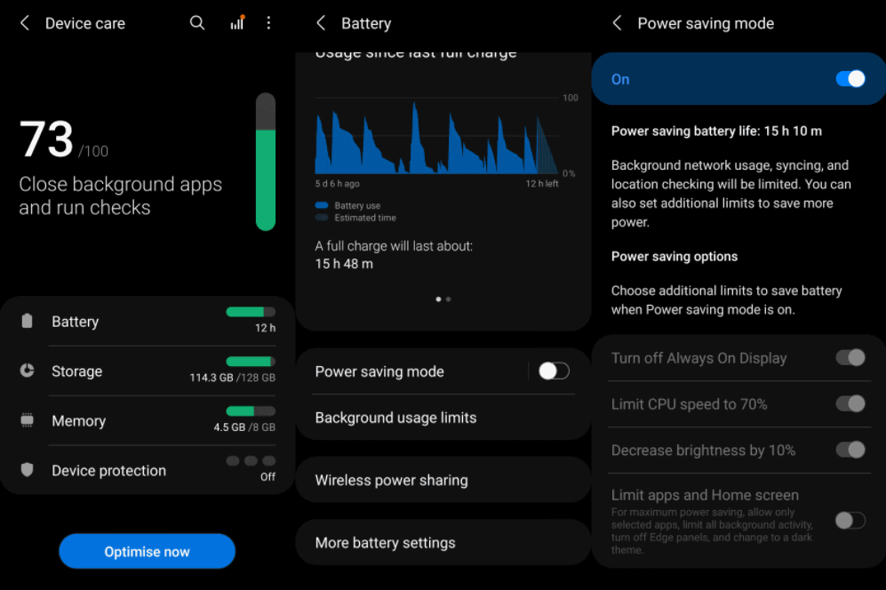 Galaxy A12 Power Saving Mode