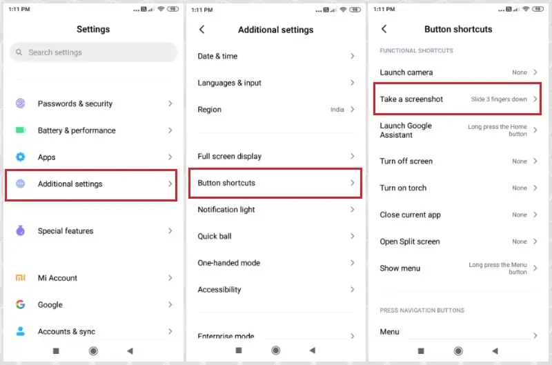 Redmi Note 10S Three-finger gesture Screenshot