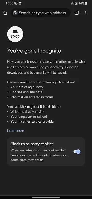 screenshots in Chrome Incognito