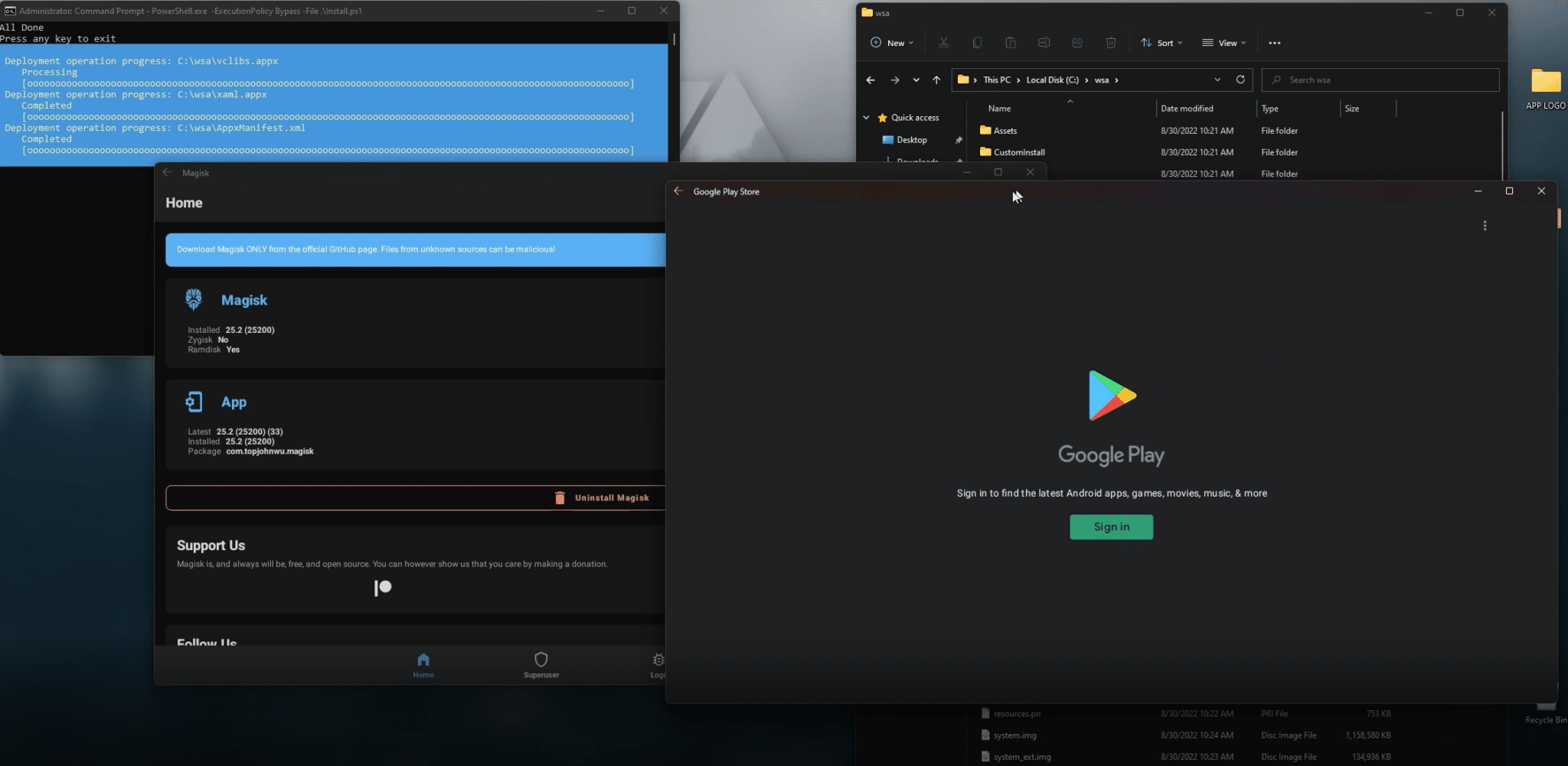 How to Install Rooted Windows Subsystem for Android with GApps