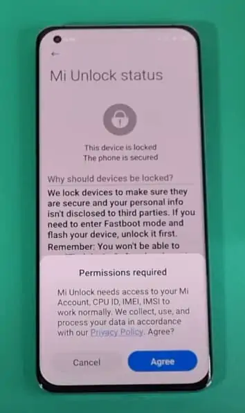 Unlock Bootloader Xiaomi MI UNLOCK STATUS