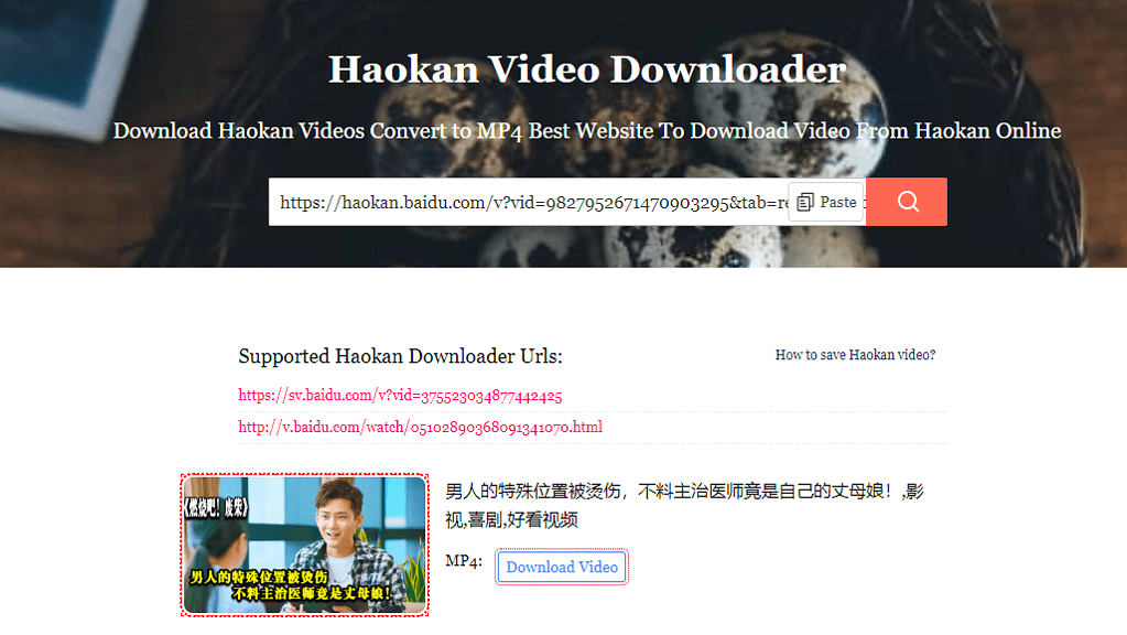Baidu online video downloader Haokan