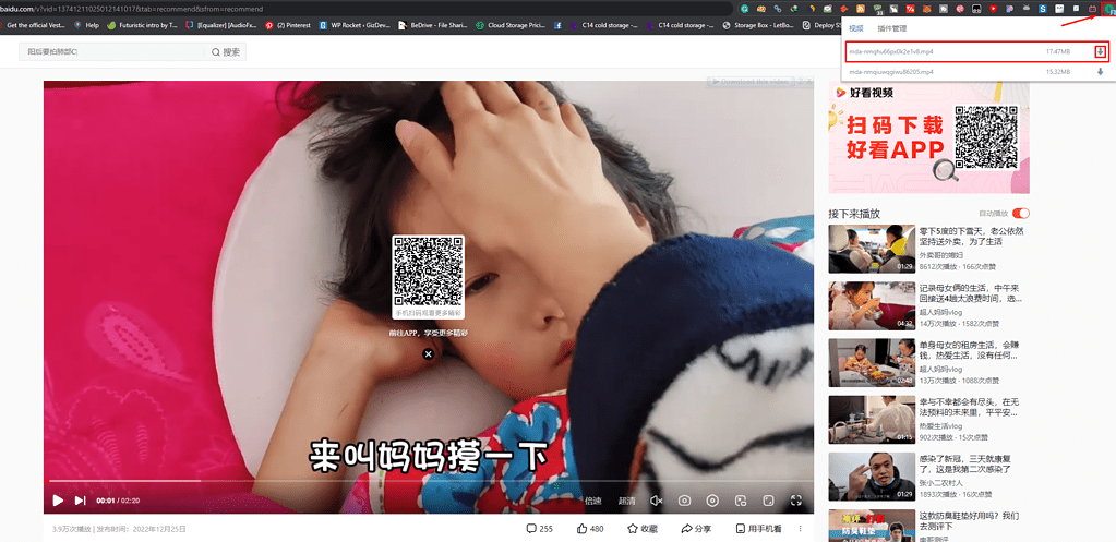 Download Videos from baidu using Video Download Assistant extension