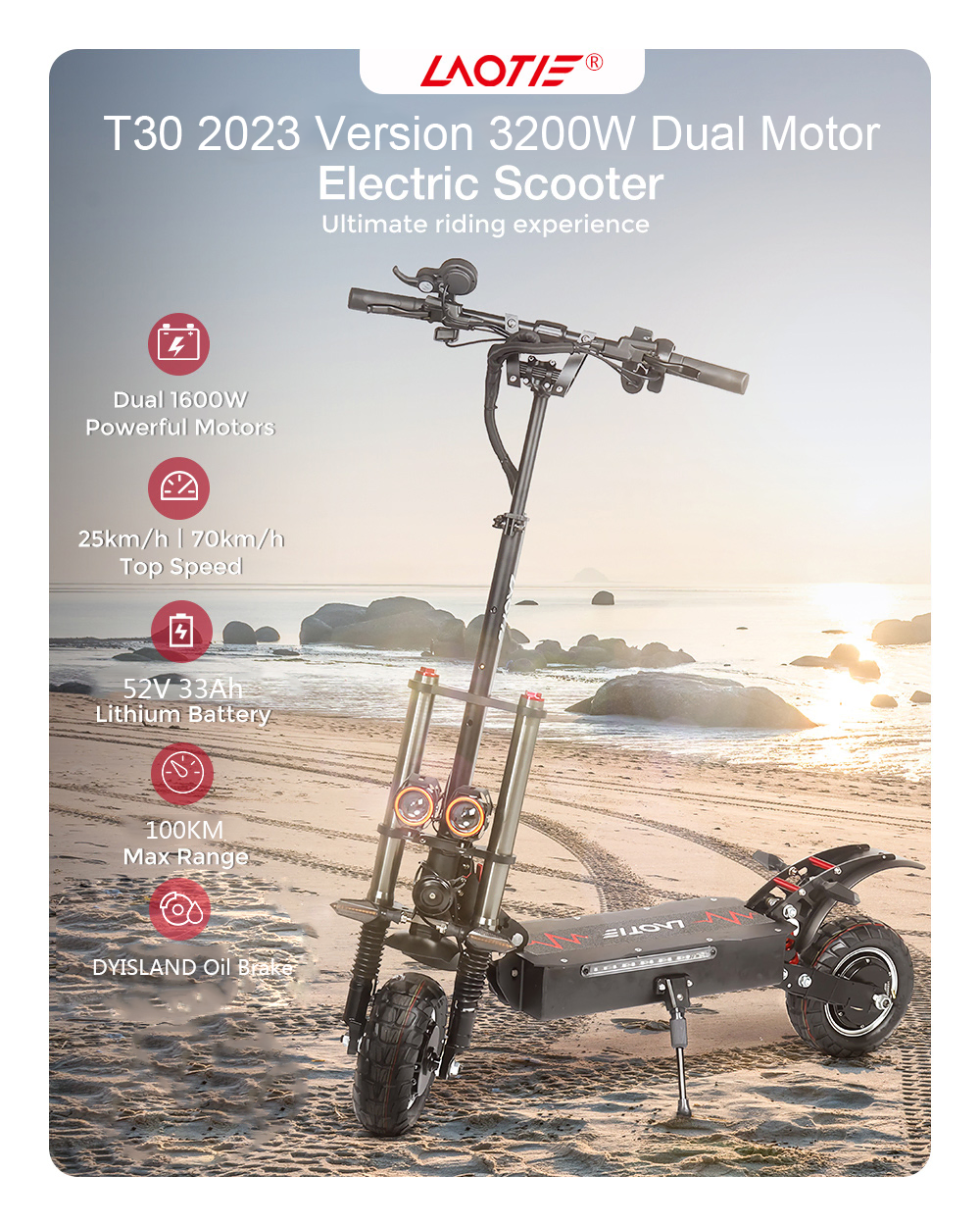 LAOTIE T30 Roadster Electric Scooter: