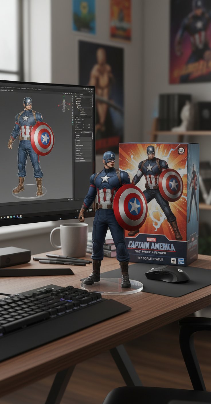 3D Action Figures With Nano Banana Prompt captain America