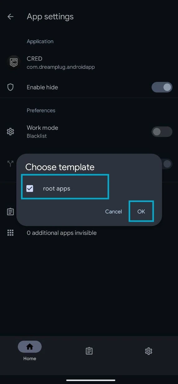 Hide My Applist template