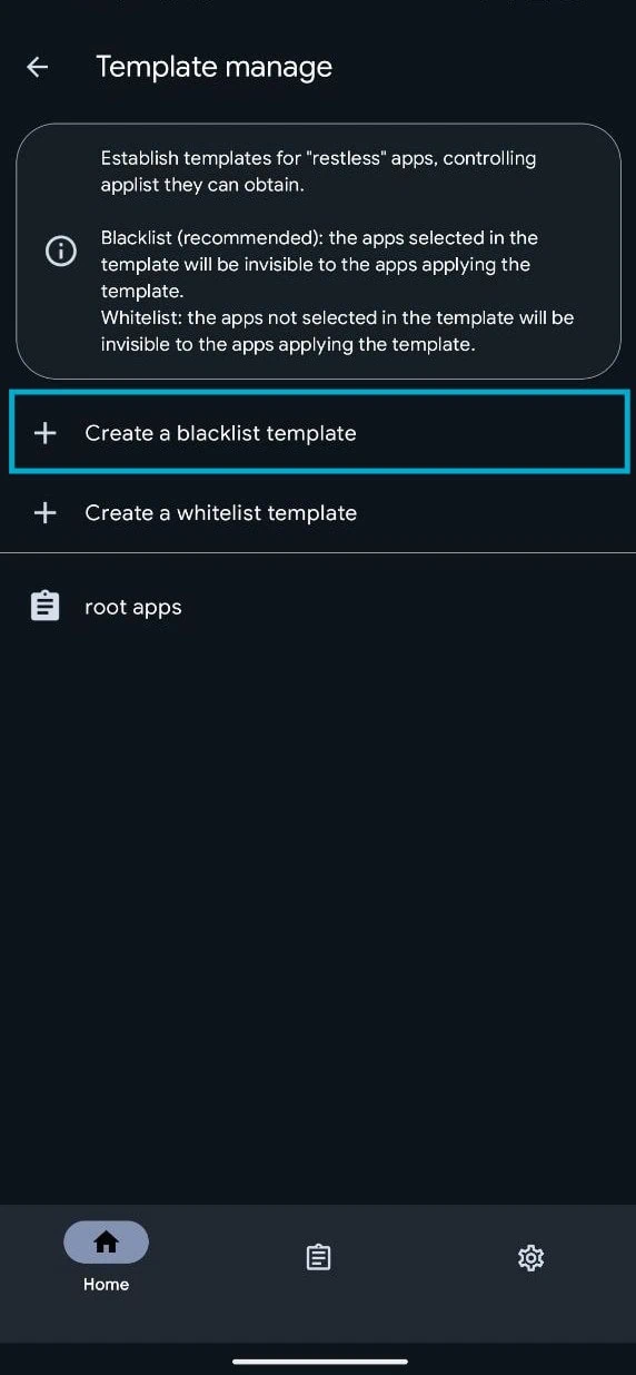 Hide My Applist creating Template