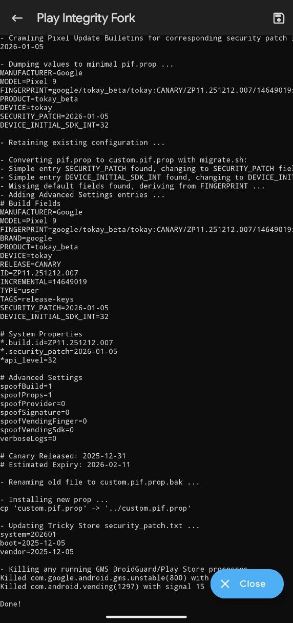 Play Integrity Fork magisk module install