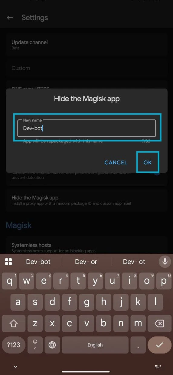 Magisk rename app