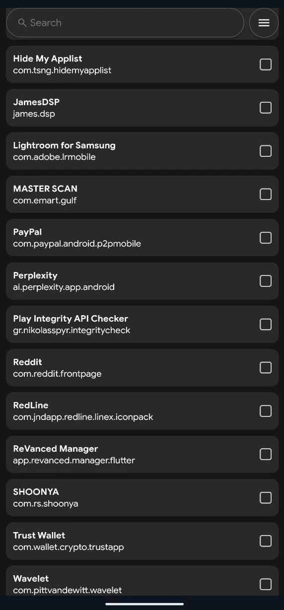 Tricky Store deselect rooted apps