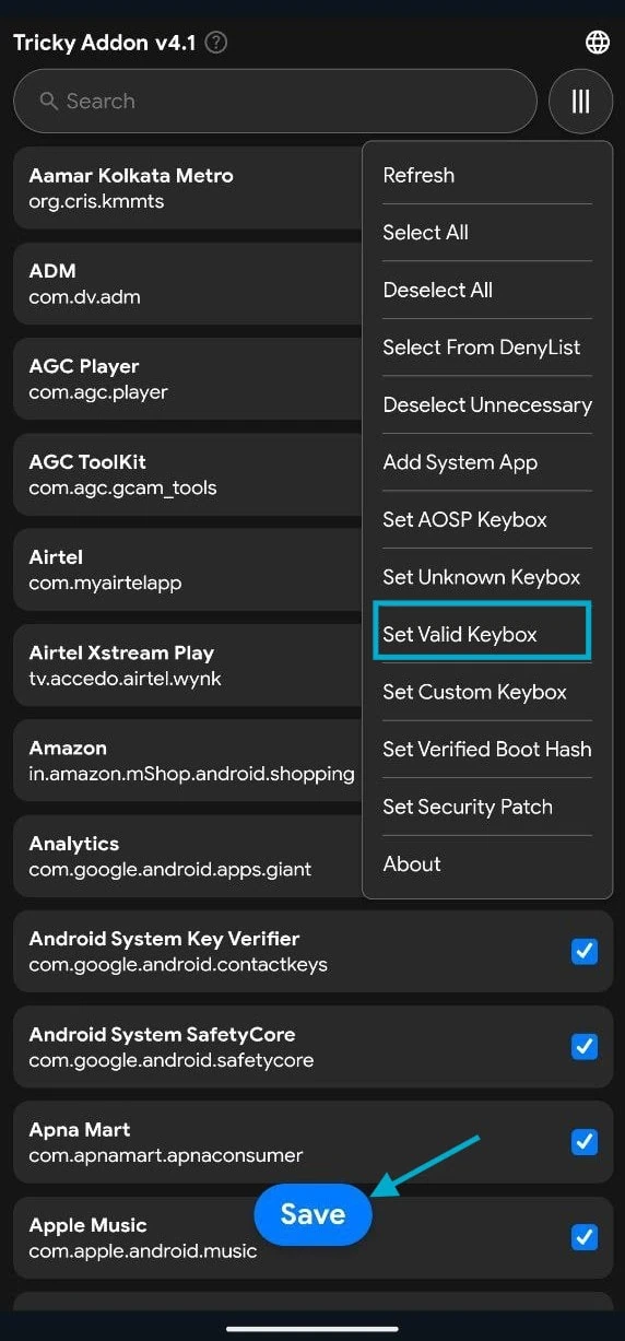 Tricky Store setup for set valid keybox