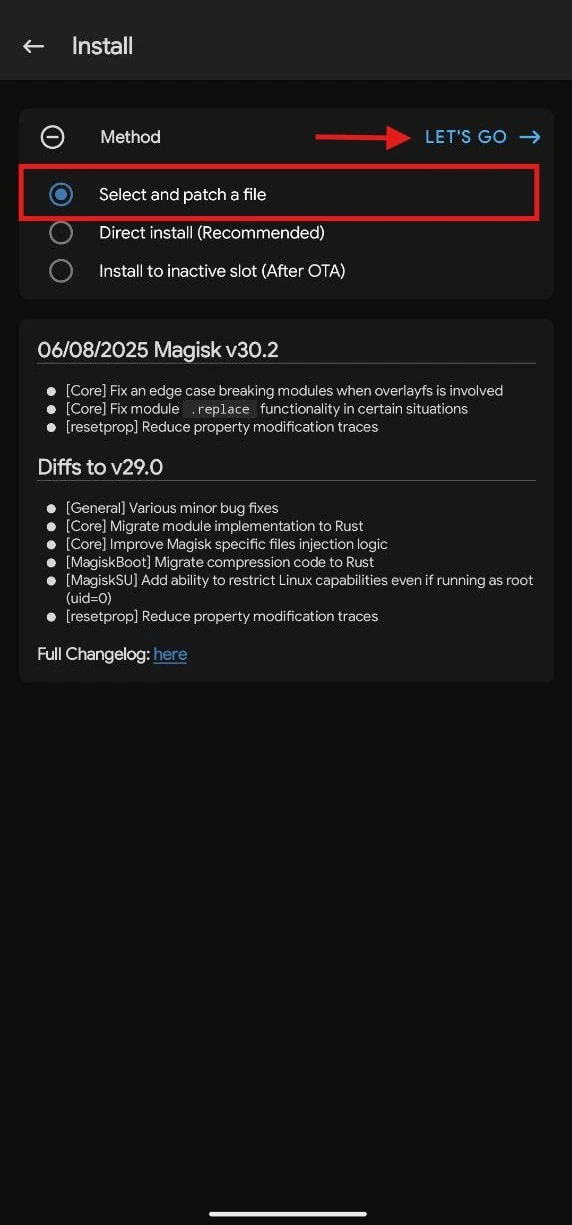 patch boot file with magisk