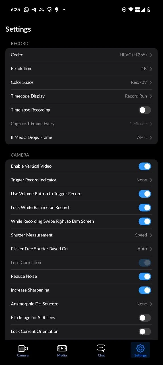 Blackmagic Camera settings