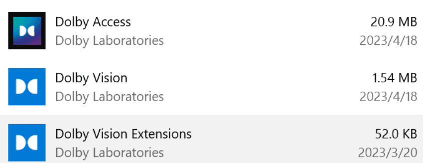 Dolby Vision windows packages