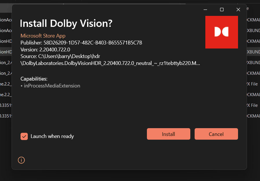 Install Dolby Vision On Windows manually