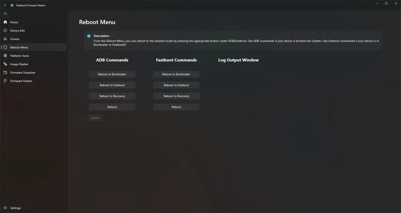 Fastboot Firmware Flasher adb menu