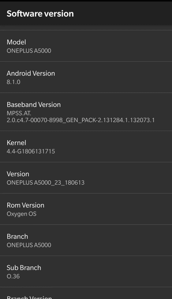 OnePlus Firmware Version