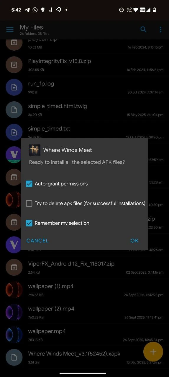 Where Winds Meet XAPK installing using App Manager