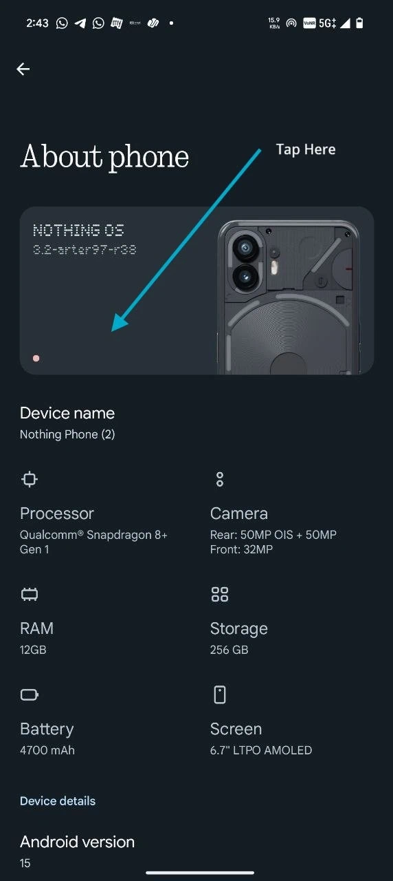 Enable Developer Options on Nothing Phone