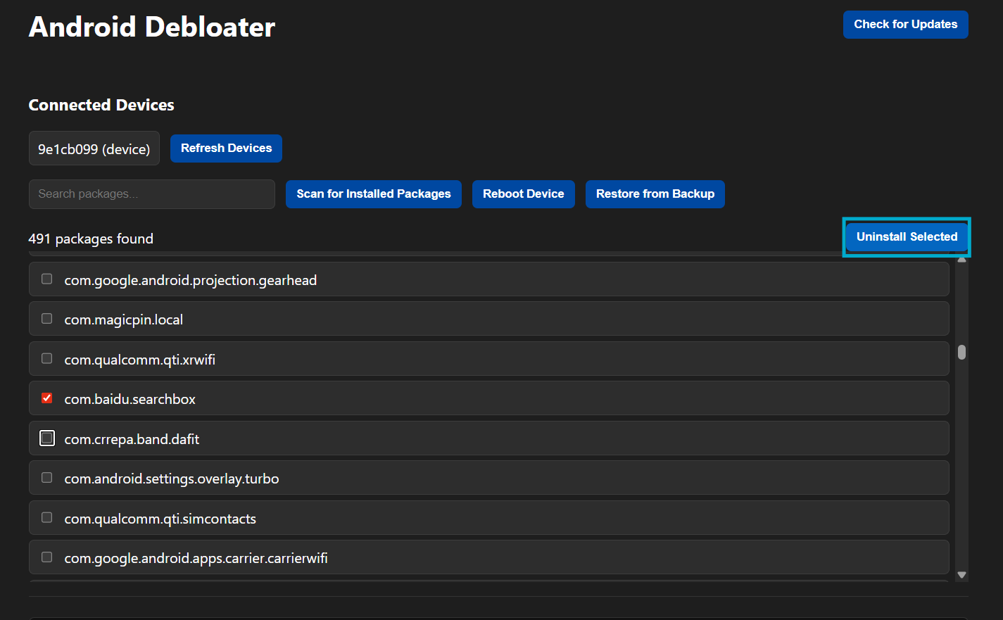 Remove Bloatware using Android Debloater