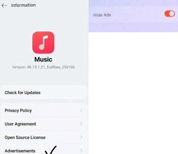 Disable Ads on OPPO Music App