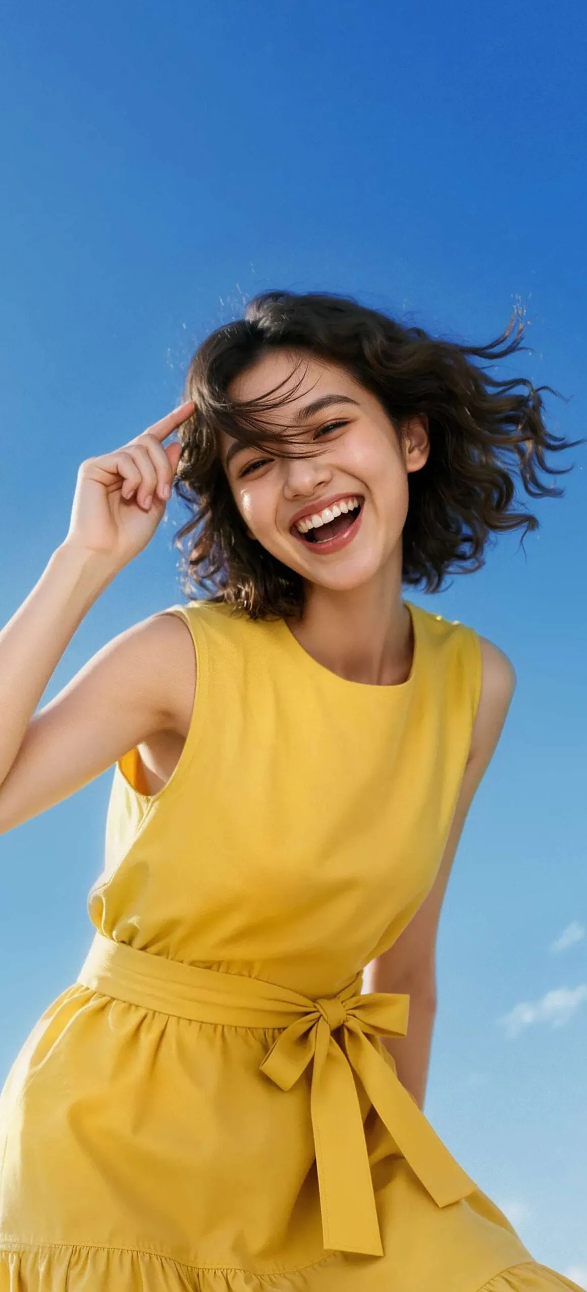 Lenovo Legion Y70 girl in Blue Pants & Orange Top Wallpaper