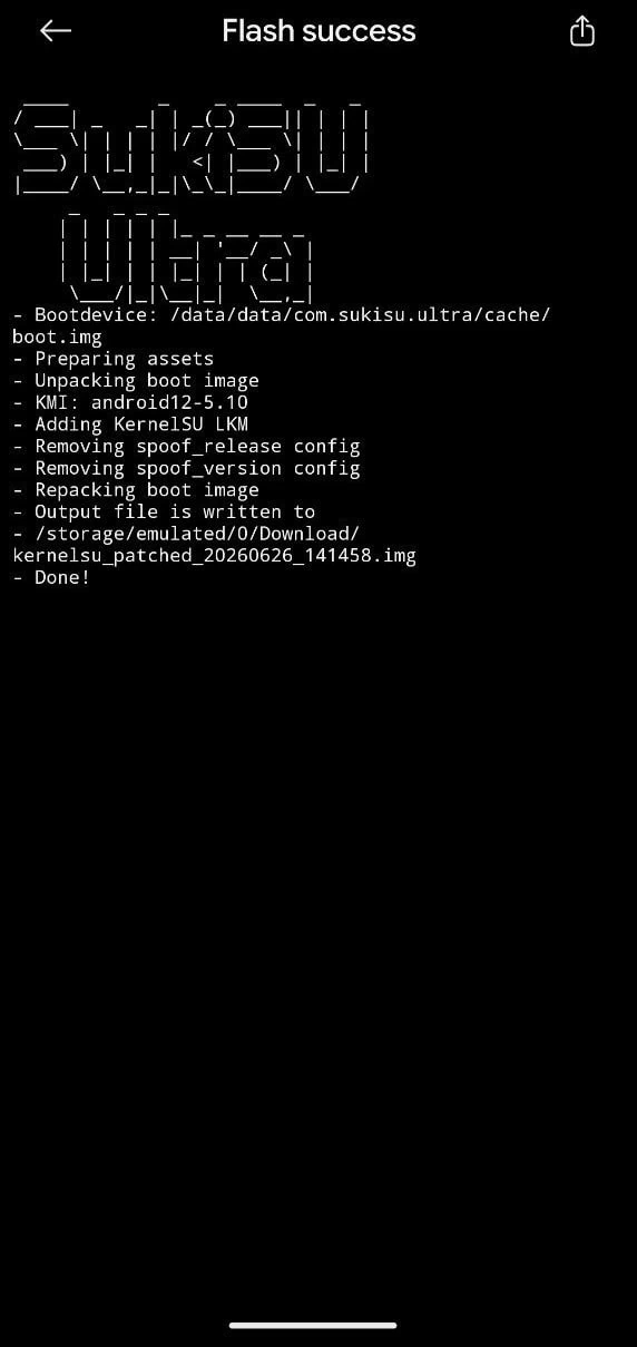 SukiSU-Ultra Boot patched boot image location