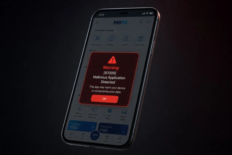 Fix Paytm Warning 61009 Malicious Application Detected on Android smartphone screenshot