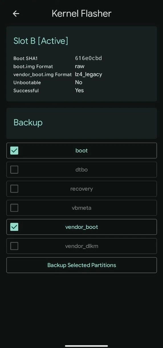 how to backup boot img file with KernelFlasher app