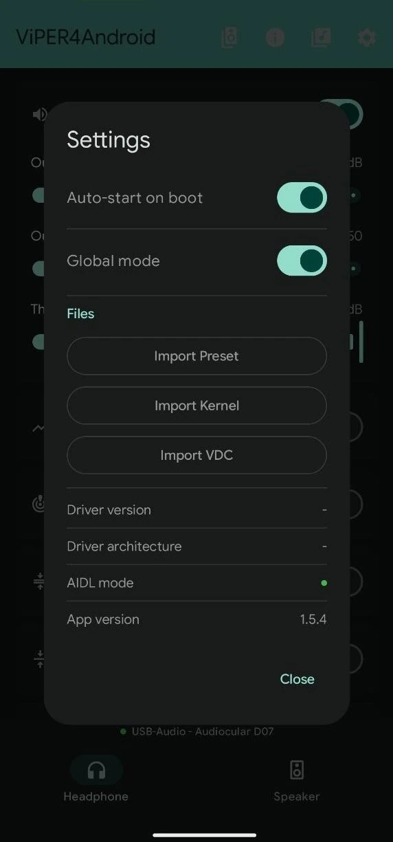 Setup Viper4Android Turn on Global Mode