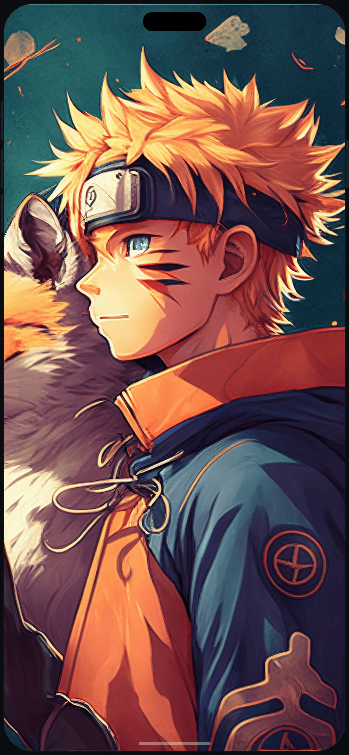 AI Naruto with Fox Wallpaper on iPhone 16 mockup