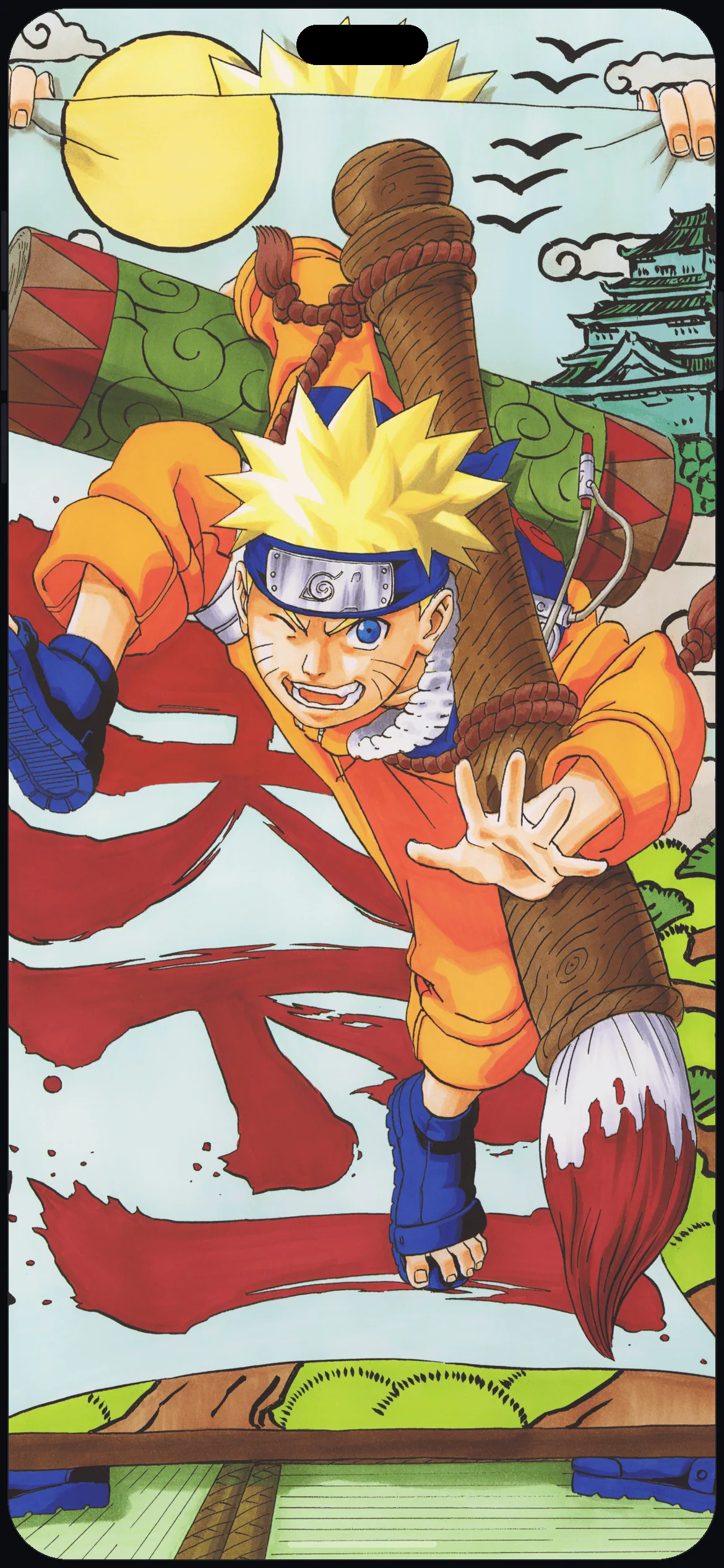 Cool Naruto Warm Wallpaper on iPhone 16 mockup