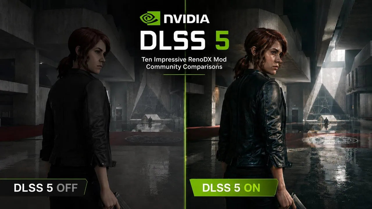 DLSS 5 Neural Rendering gameplay screenshot - Control - DLSS 5 on vs off comparison