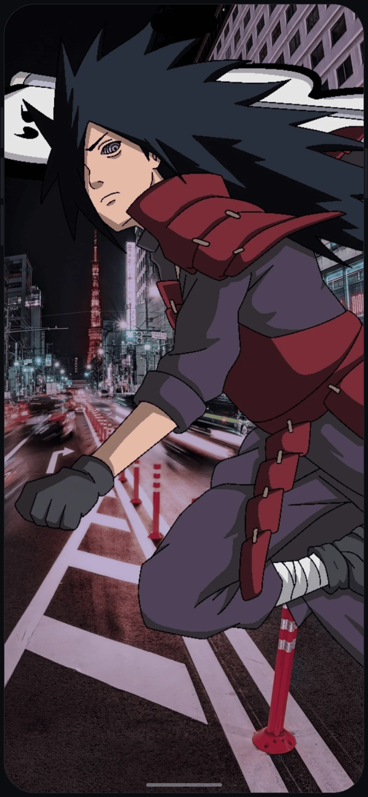 Madara Uchiha New Art Wallpaper on iPhone 16 mockup