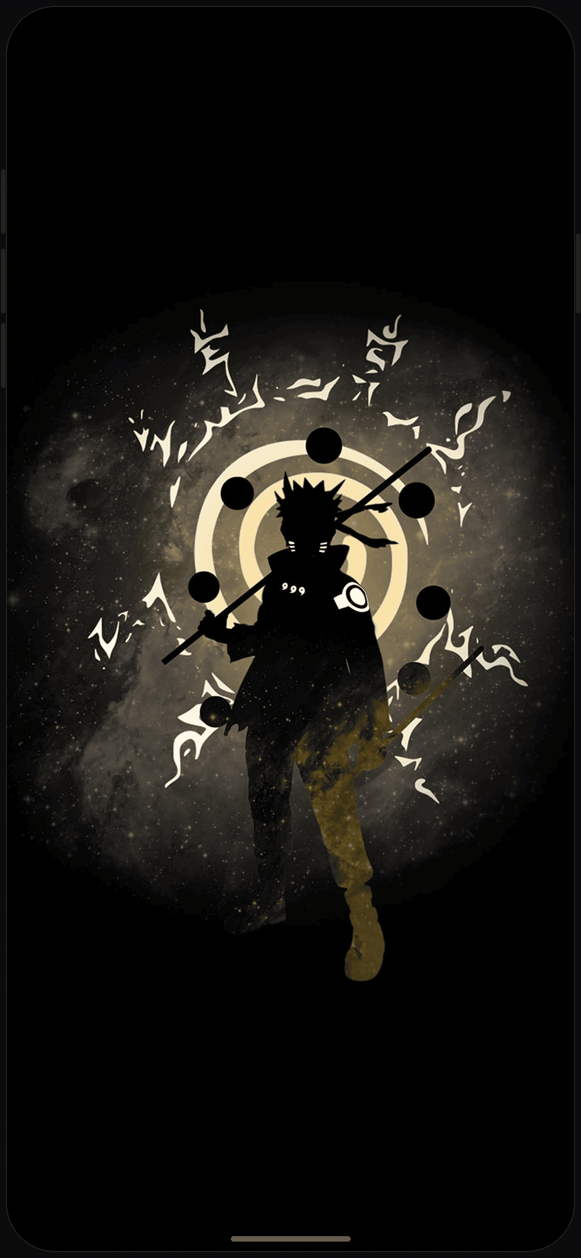 Naruto Black Minimal 4k Wallpaper on iPhone 16 mockup