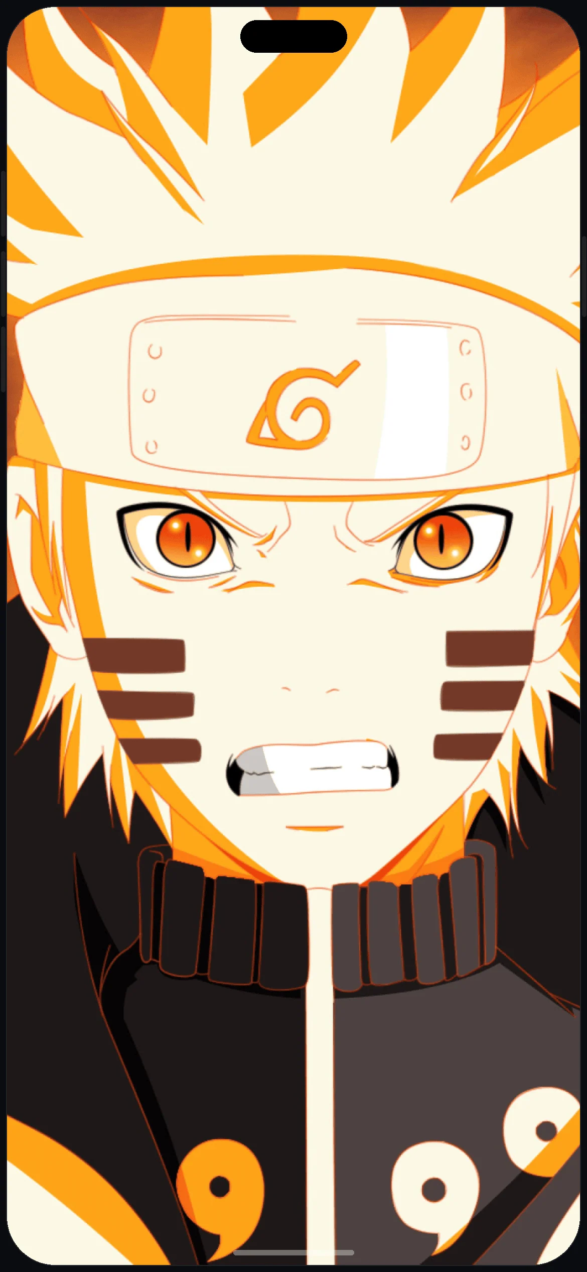Naruto Glowing Kurama 4k Wallpaper on iPhone 16 mockup