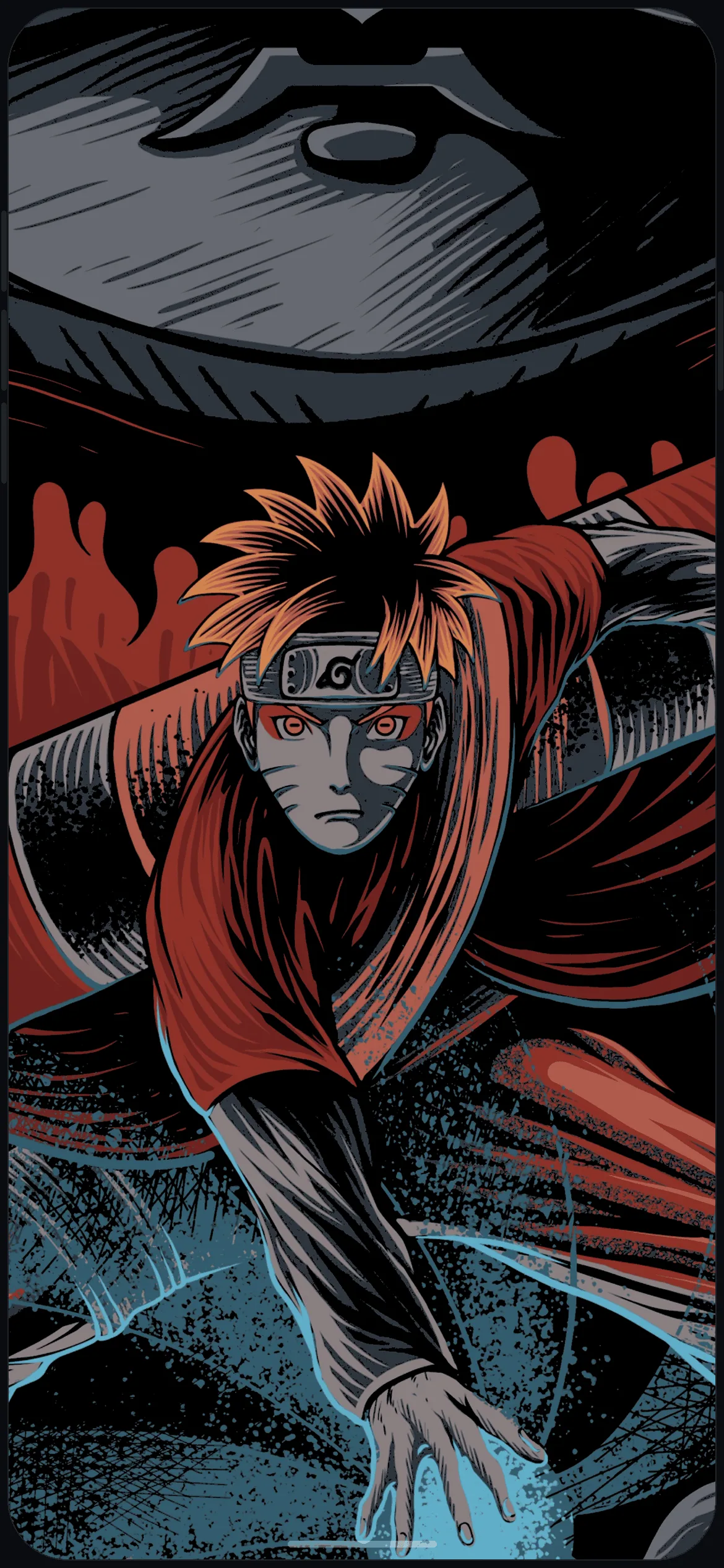 Naruto Oil Painting Wallpaper on iPhone 16 mockup